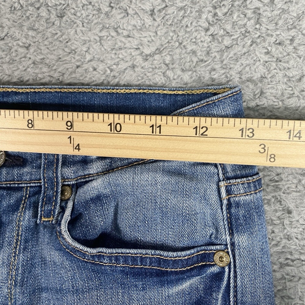 7 For All Mankind Skinny Ankle Jeans Size 26 Patches‎ Frayed Hem Medium Wash - Picture 5 of 16